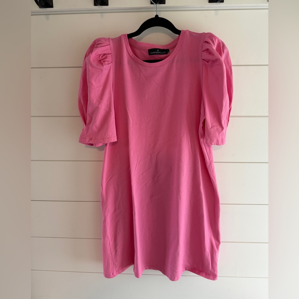 Pomander Place Pink Puff Sleeve Dress, Size Large